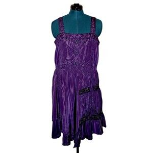 Pretty Angel Purple Corset Lace-Up Beaded WhimsyGoth Dress Indie Sleeze …